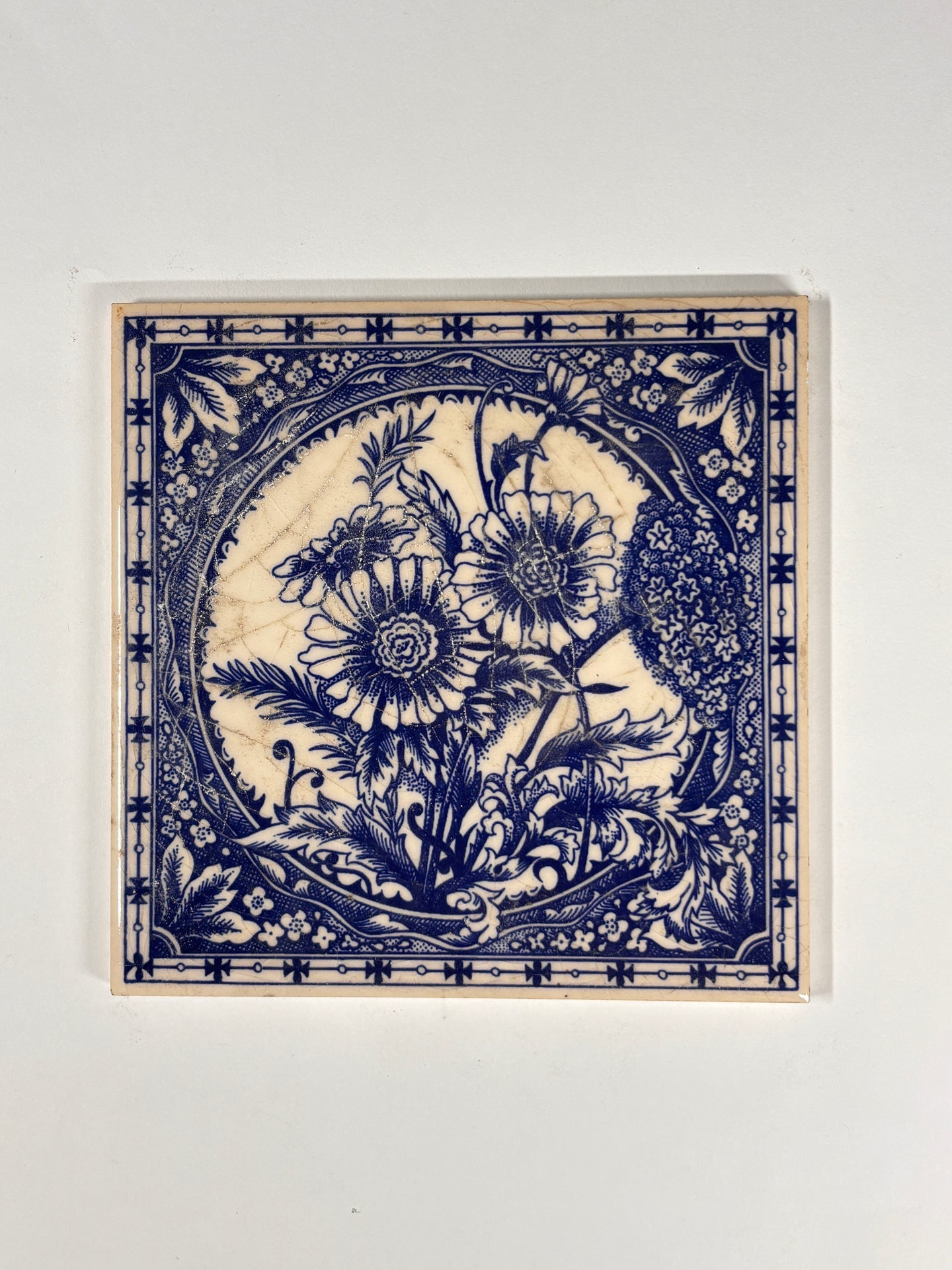 Blue & White Botanical Ceramic Tiles Set of 6 | The Architectural Forum