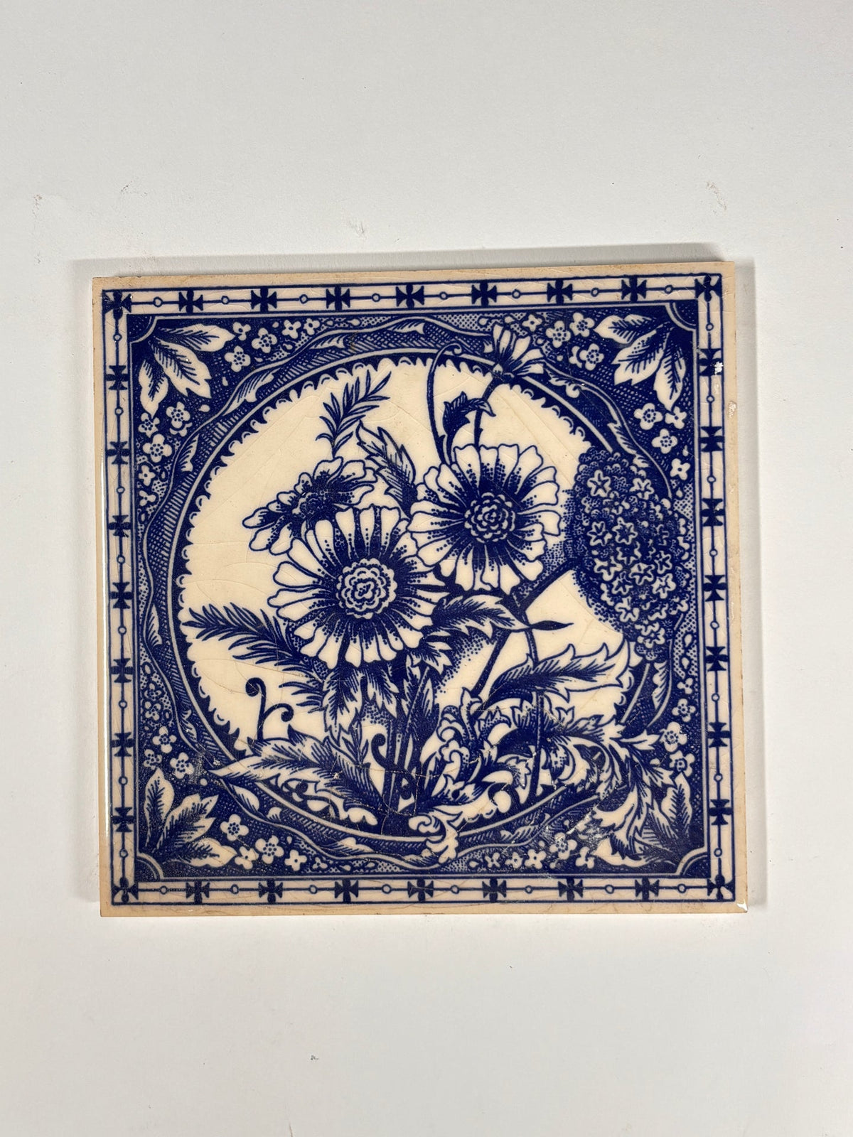 Blue &amp; White Botanical Ceramic Tiles Set of 6 | The Architectural Forum