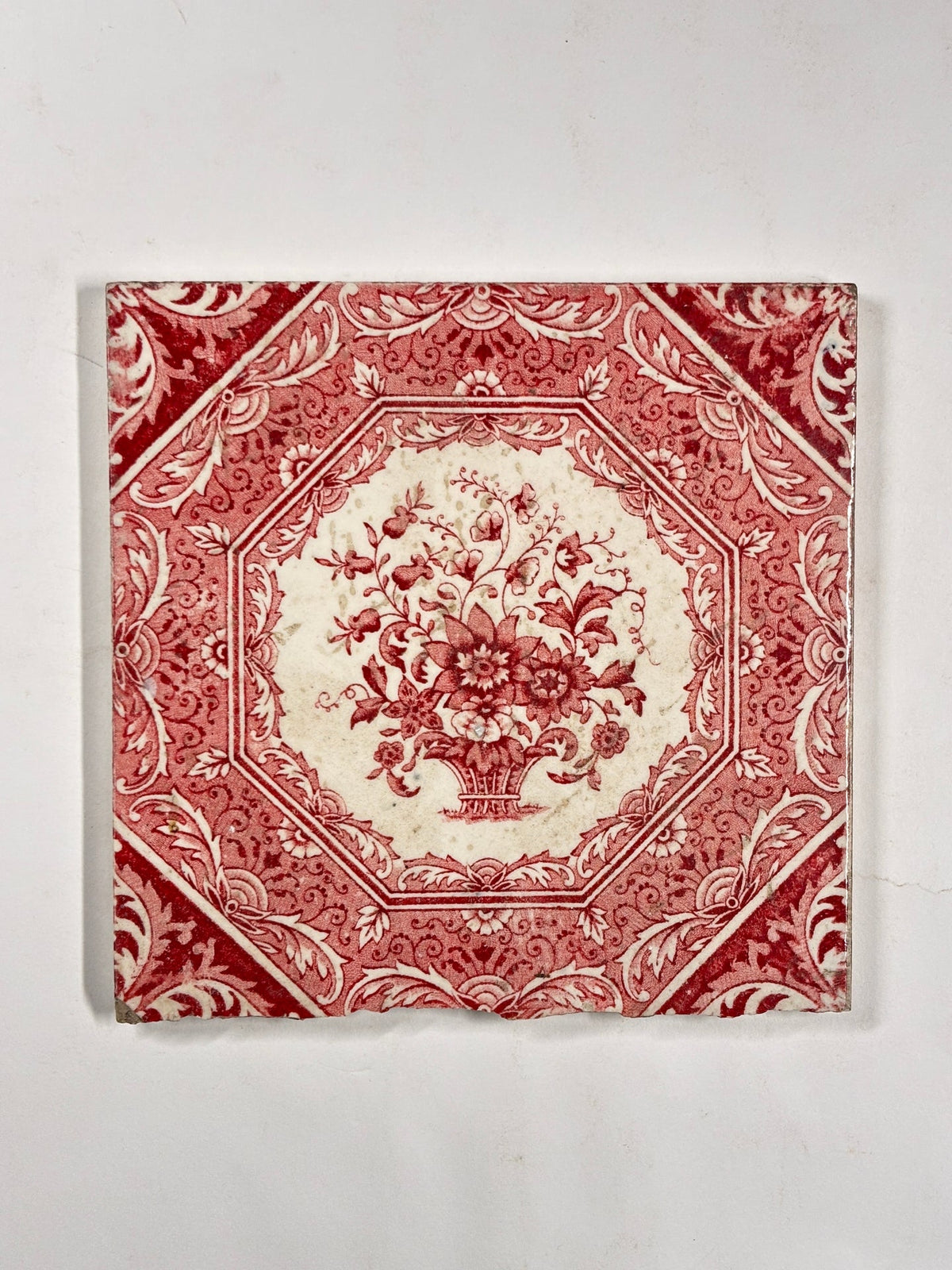 Victorian Rose Basket Decorative Tile Set of 3