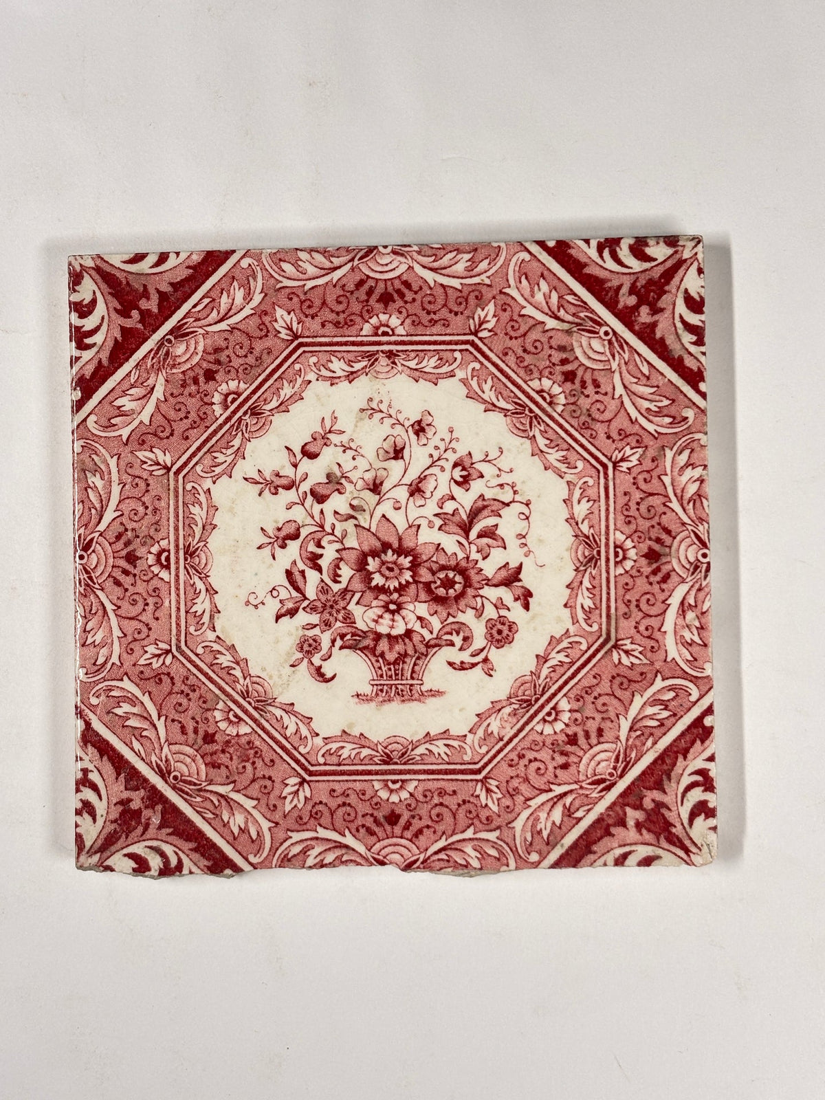 Victorian Rose Basket Decorative Tile Set of 3
