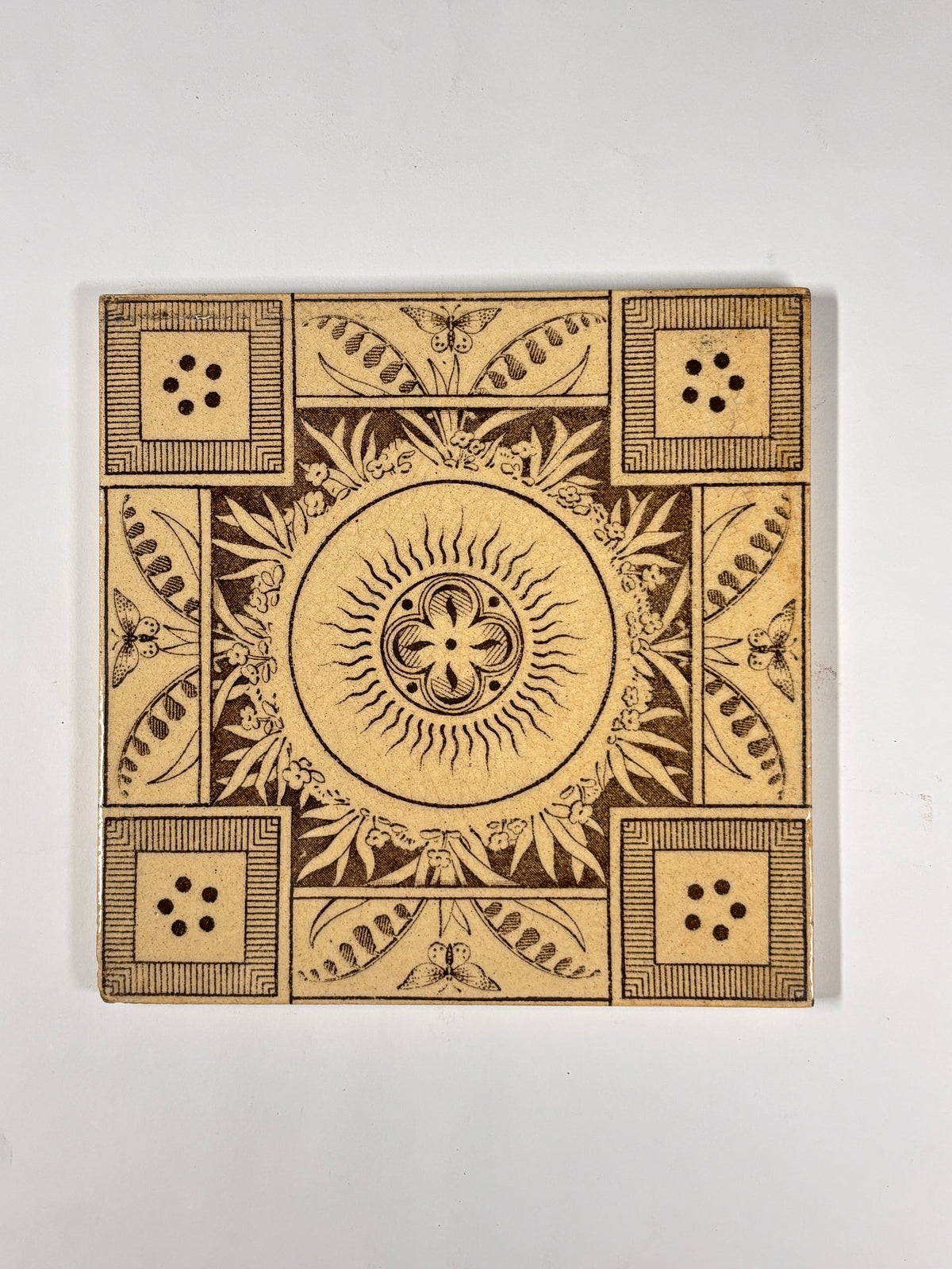 Vintage Sunburst Decorative Ceramic Tile Set of 2 | The Architectural Forum