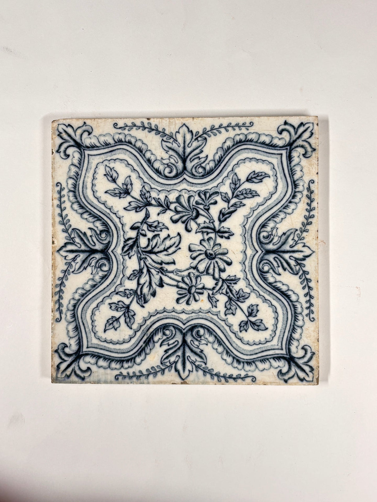 Antique Blue &amp; White Floral Delft-Style Tiles Set of 2 | The Architectural Forum