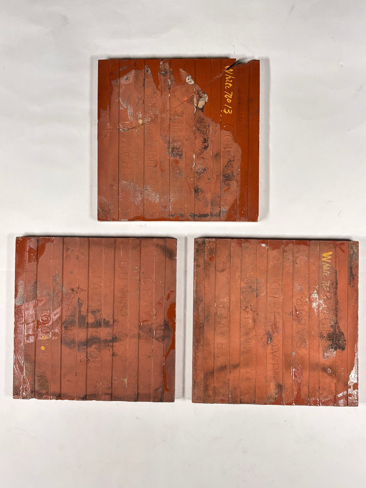 Vintage Terracotta Geometric Decorative Tile Set of 3