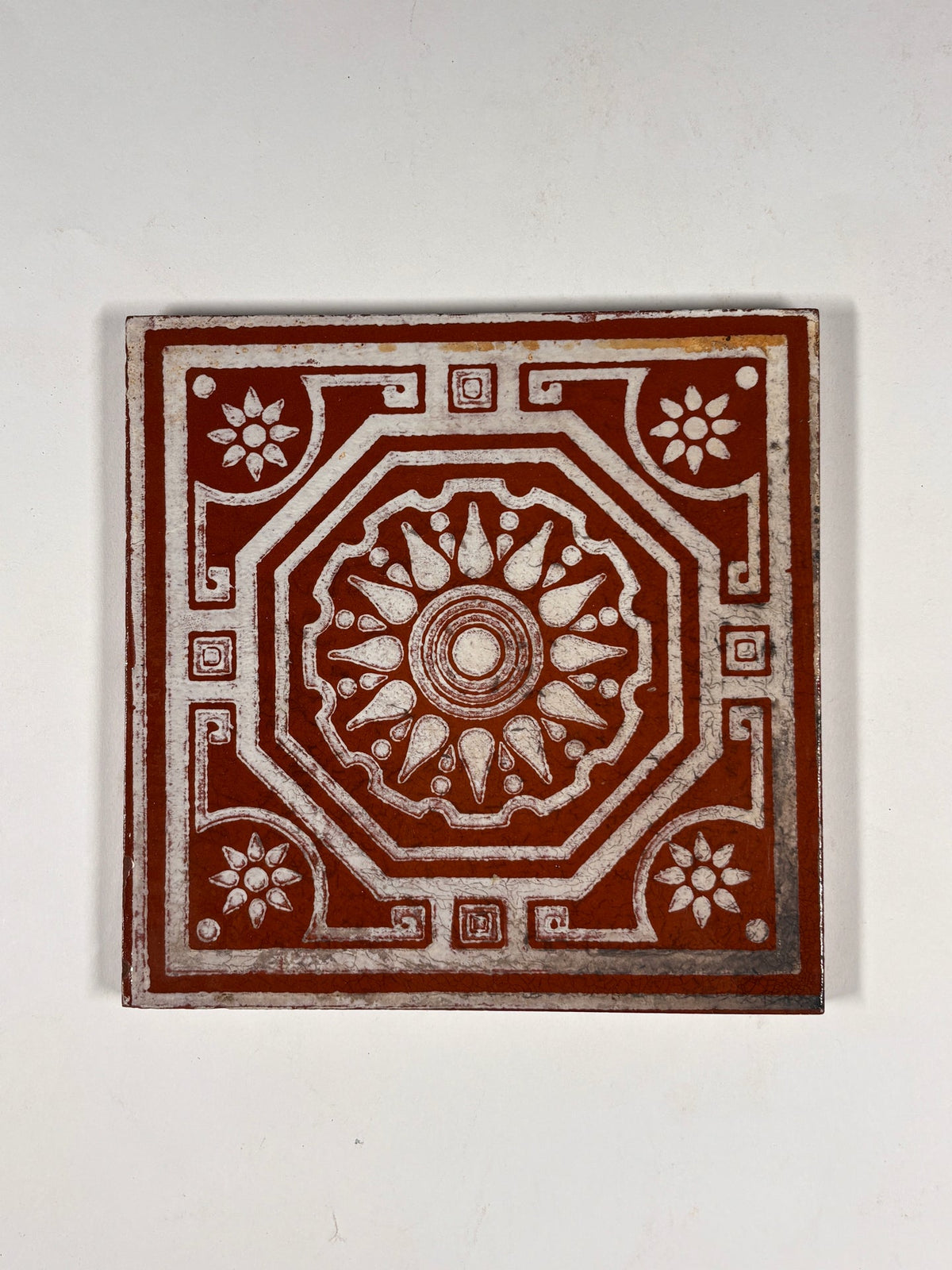 Vintage Terracotta Geometric Decorative Tile Set of 3