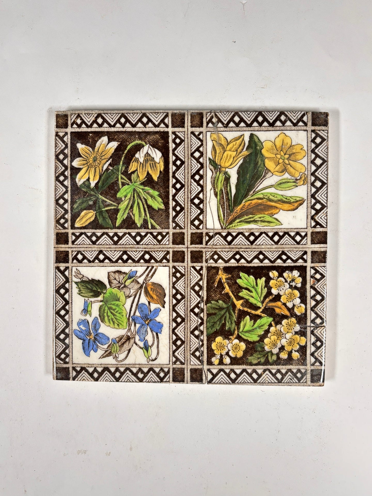 Vintage Botanical Floral Decorative Tiles Set of 6 | The Architectural Forum