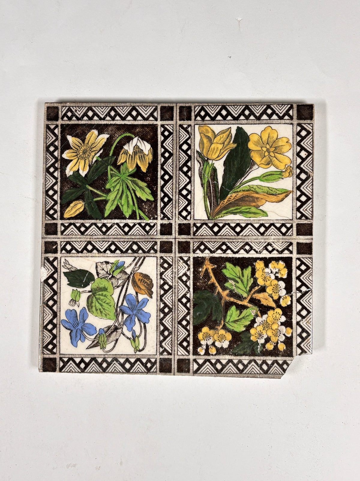 Vintage Botanical Floral Decorative Tiles Set of 6 | The Architectural Forum