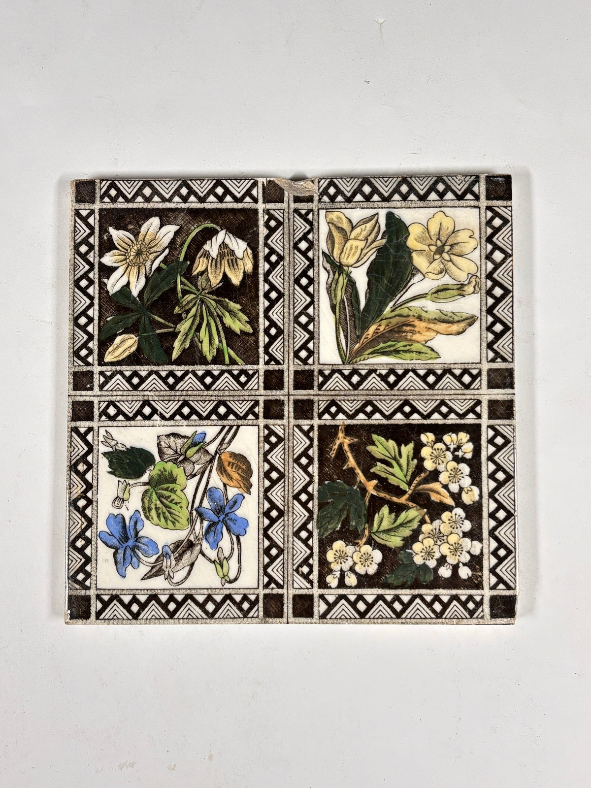 Vintage Botanical Floral Decorative Tiles Set of 6 | The Architectural Forum