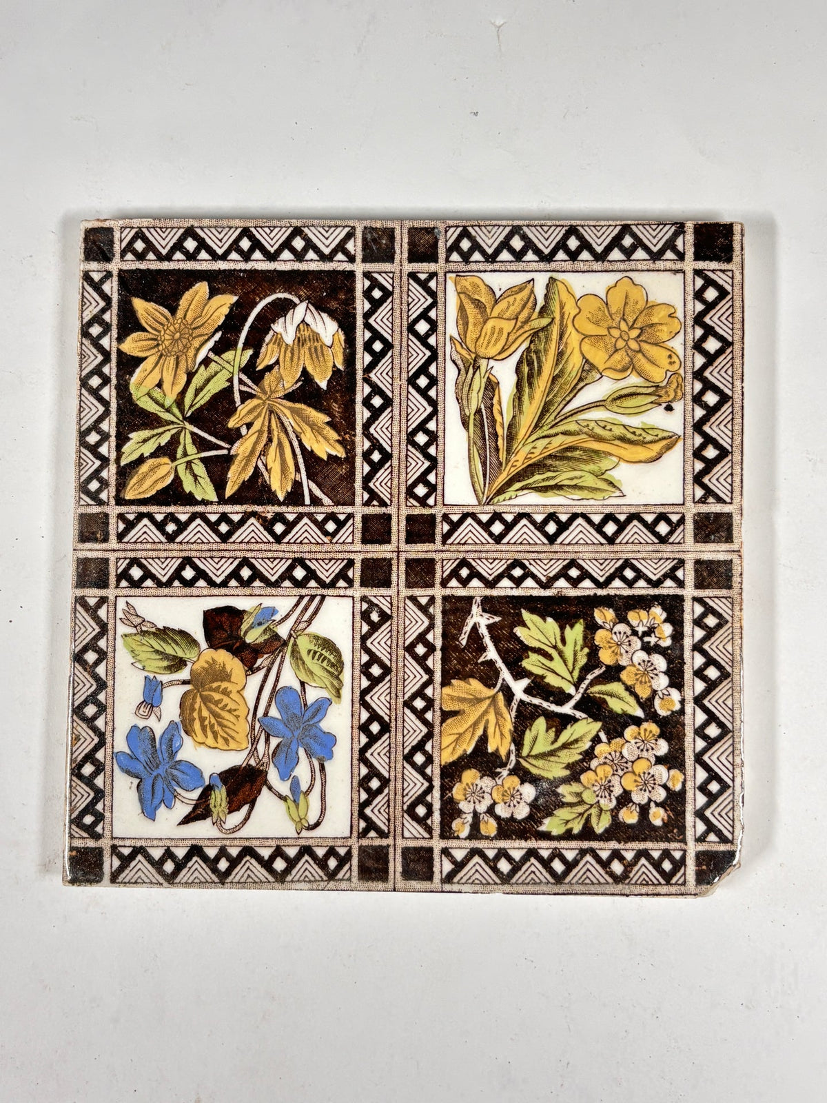 Vintage Botanical Floral Decorative Tiles Set of 6 | The Architectural Forum