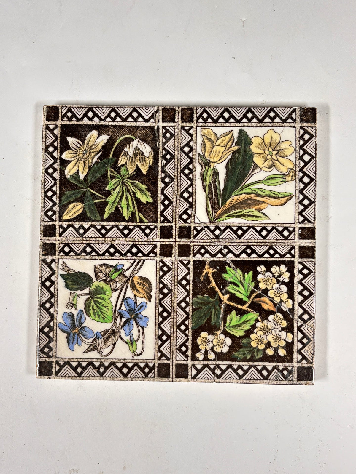 Vintage Botanical Floral Decorative Tiles Set of 6 | The Architectural Forum