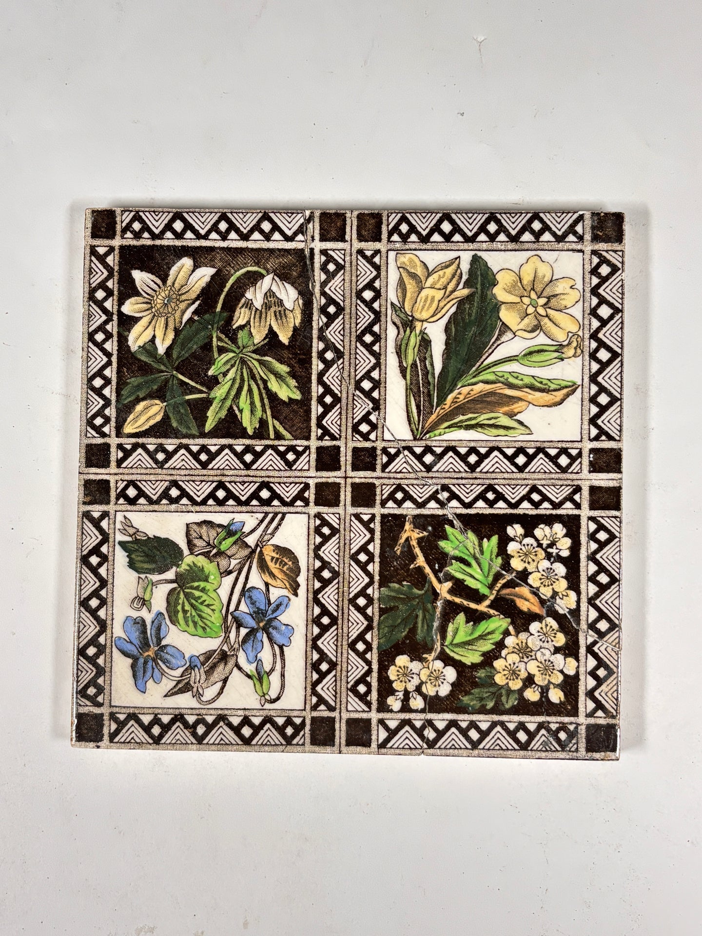 Vintage Botanical Floral Decorative Tiles Set of 6 | The Architectural Forum