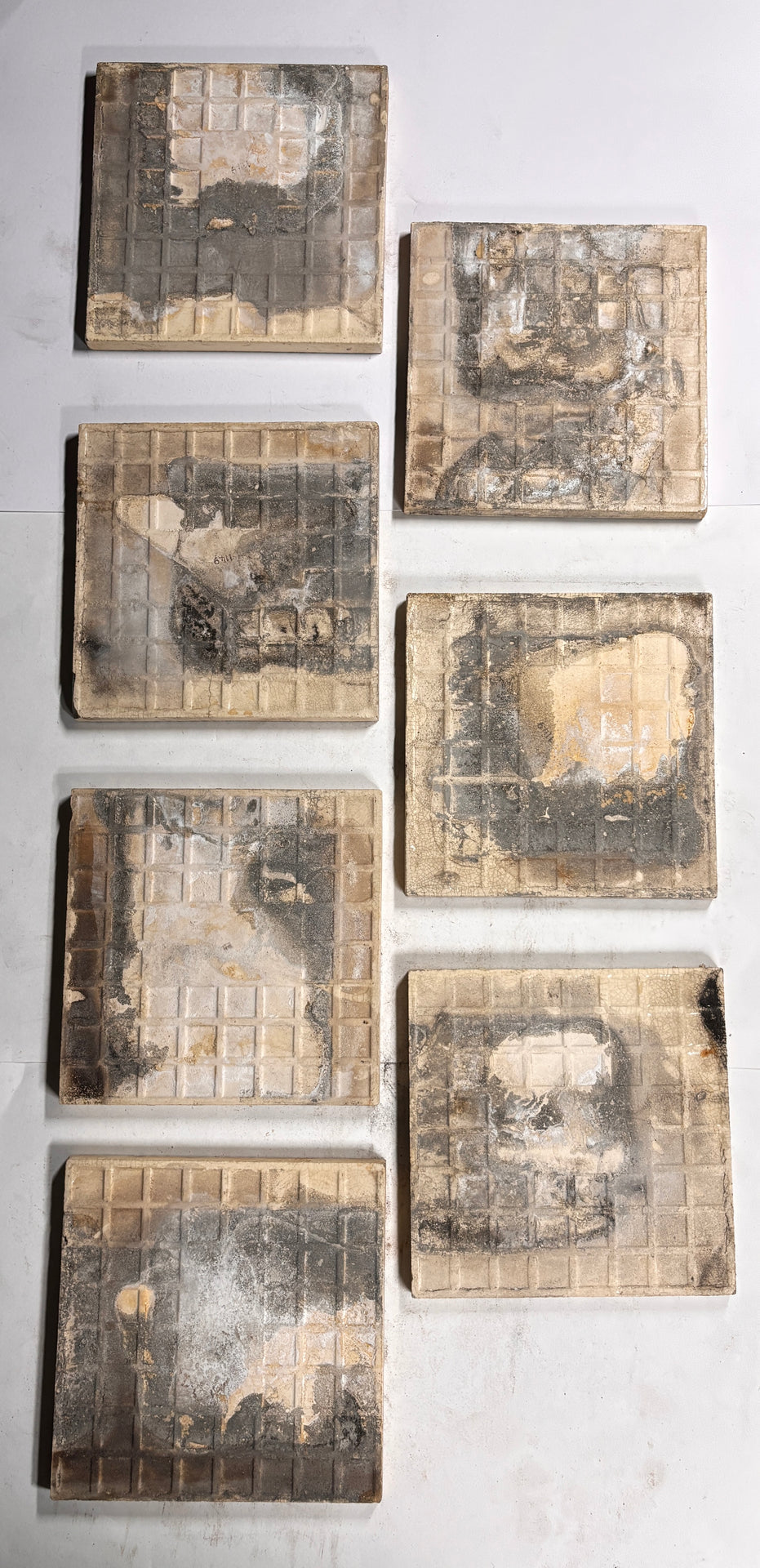 Vintage Victorian-Style Decorative Tile Set with Floral &amp; Sun Motifs Set of 7 | The Architectural Forum