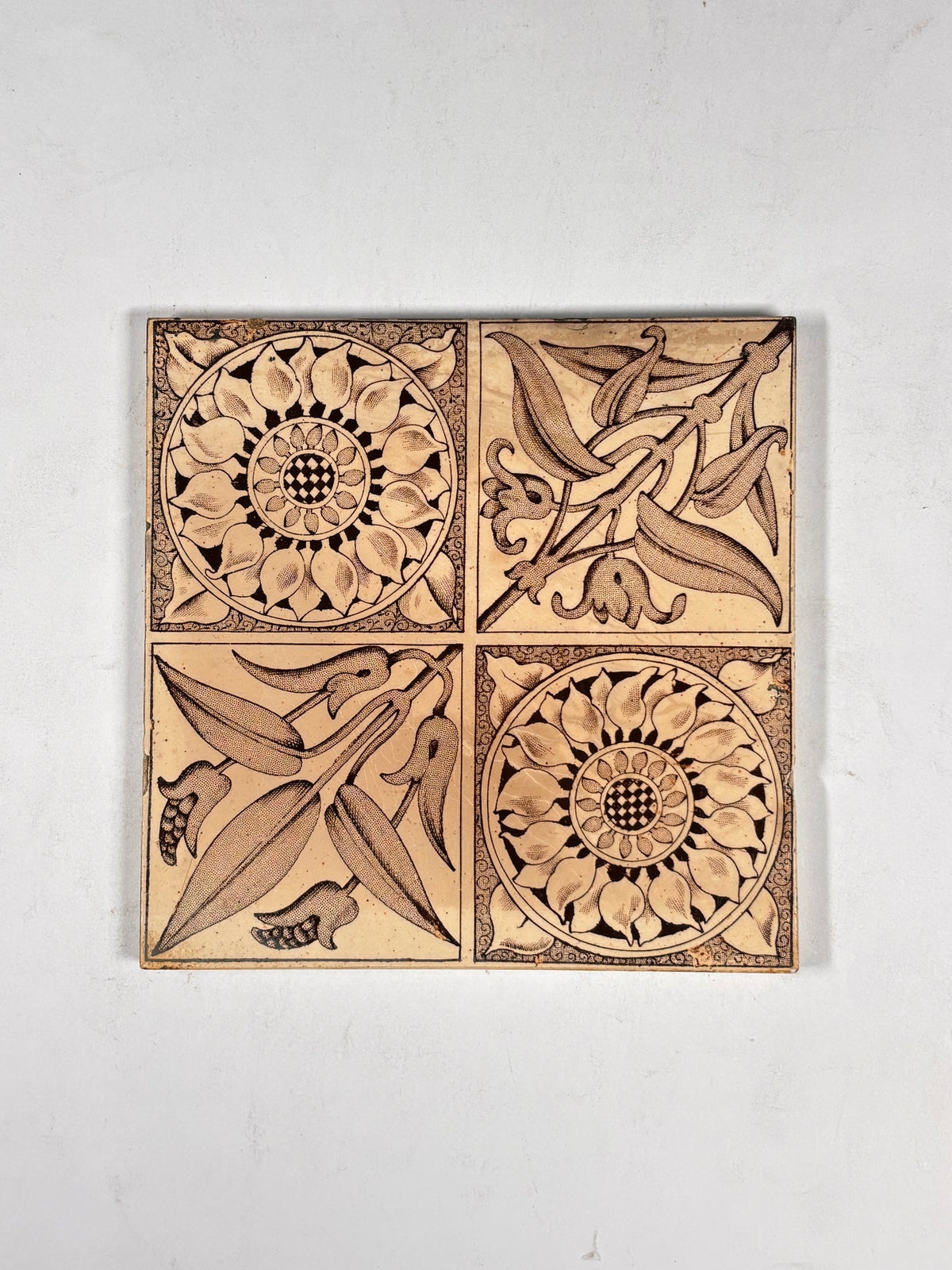 Vintage Art Nouveau Botanical Decorative Tiles Set of 5 | The Architectural Forum