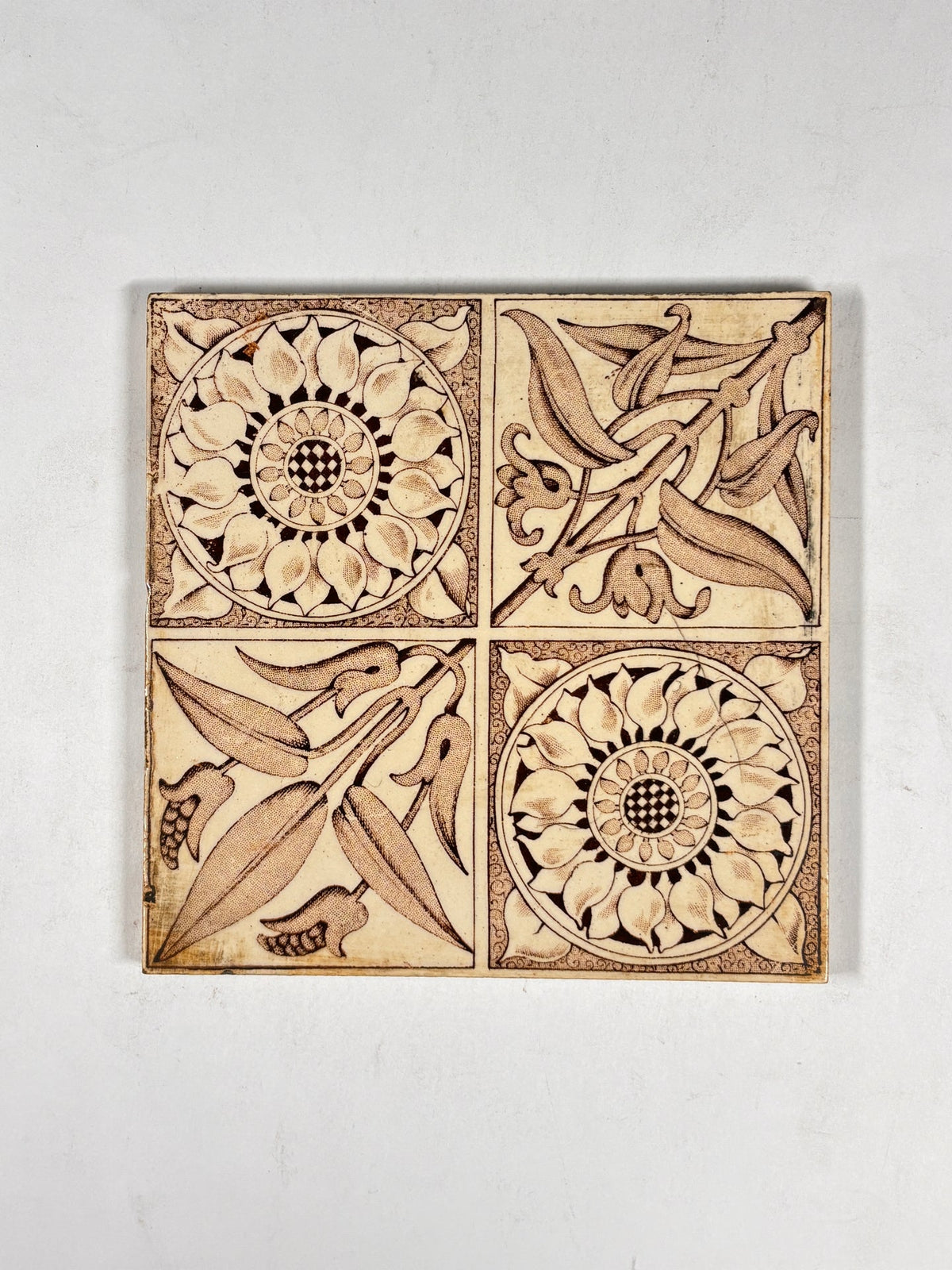 Vintage Art Nouveau Botanical Decorative Tiles Set of 5 | The Architectural Forum
