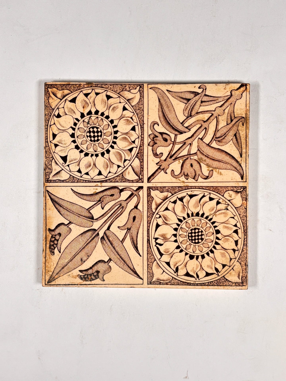 Vintage Art Nouveau Botanical Decorative Tiles Set of 5 | The Architectural Forum