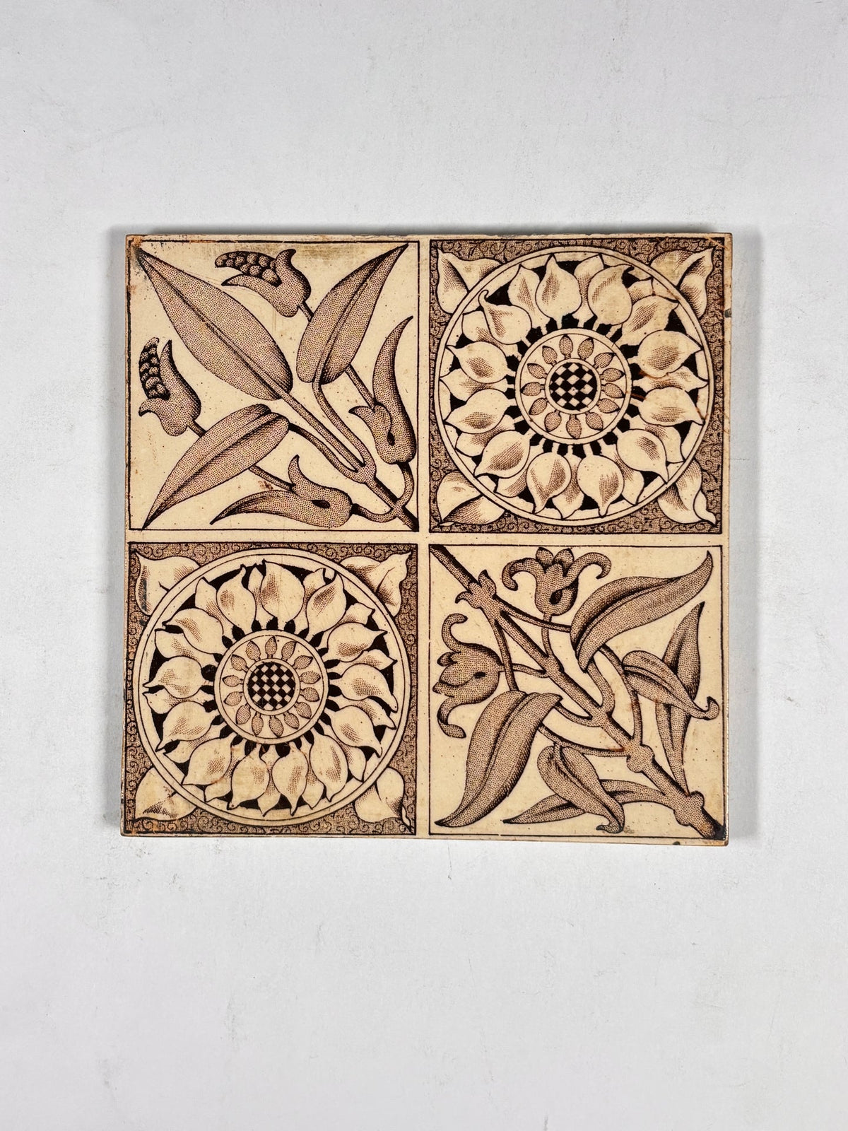 Vintage Art Nouveau Botanical Decorative Tiles Set of 5 | The Architectural Forum