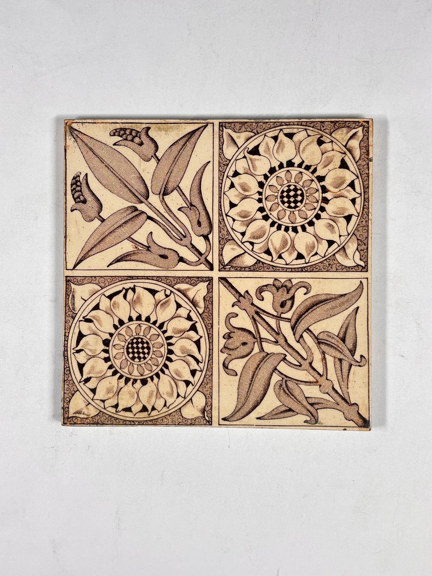 Vintage Art Nouveau Botanical Decorative Tiles Set of 5 | The Architectural Forum