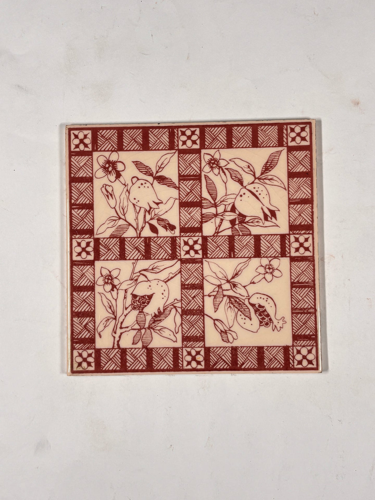 Vintage Botanical Pattern Ceramic Tiles Set of 5 | The Architectural Forum