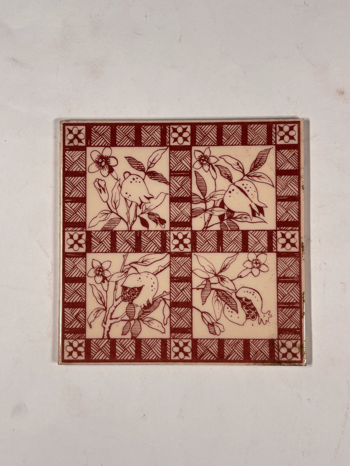 Vintage Botanical Pattern Ceramic Tiles Set of 5 | The Architectural Forum