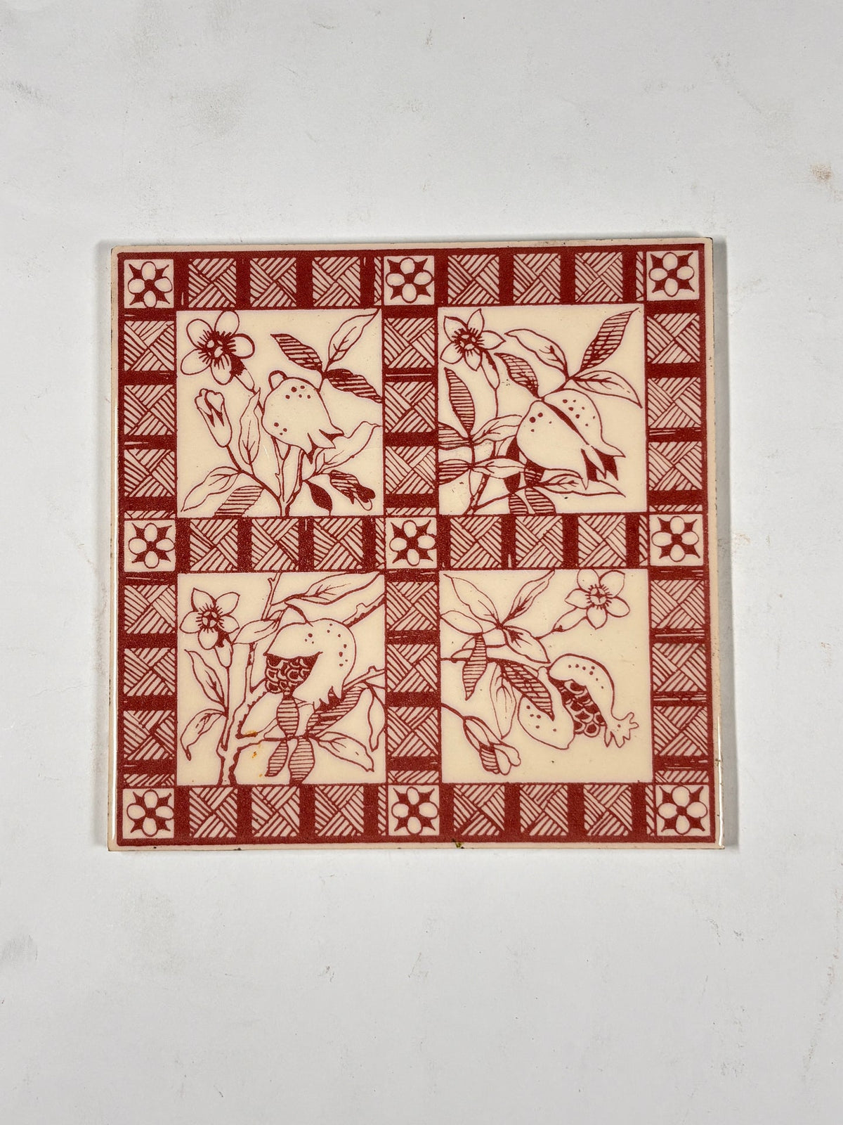 Vintage Botanical Pattern Ceramic Tiles Set of 5 | The Architectural Forum