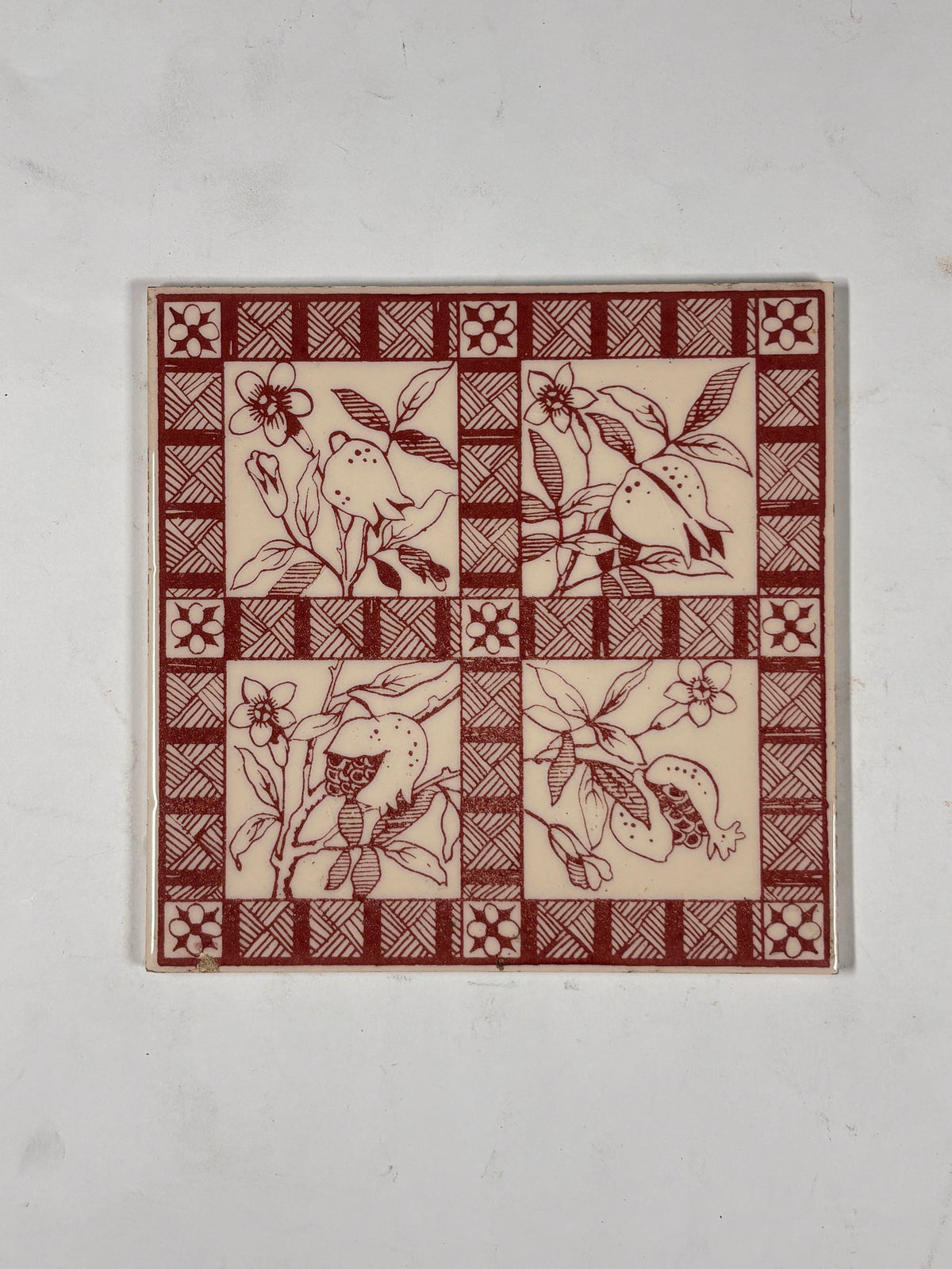 Vintage Botanical Pattern Ceramic Tiles Set of 5 | The Architectural Forum
