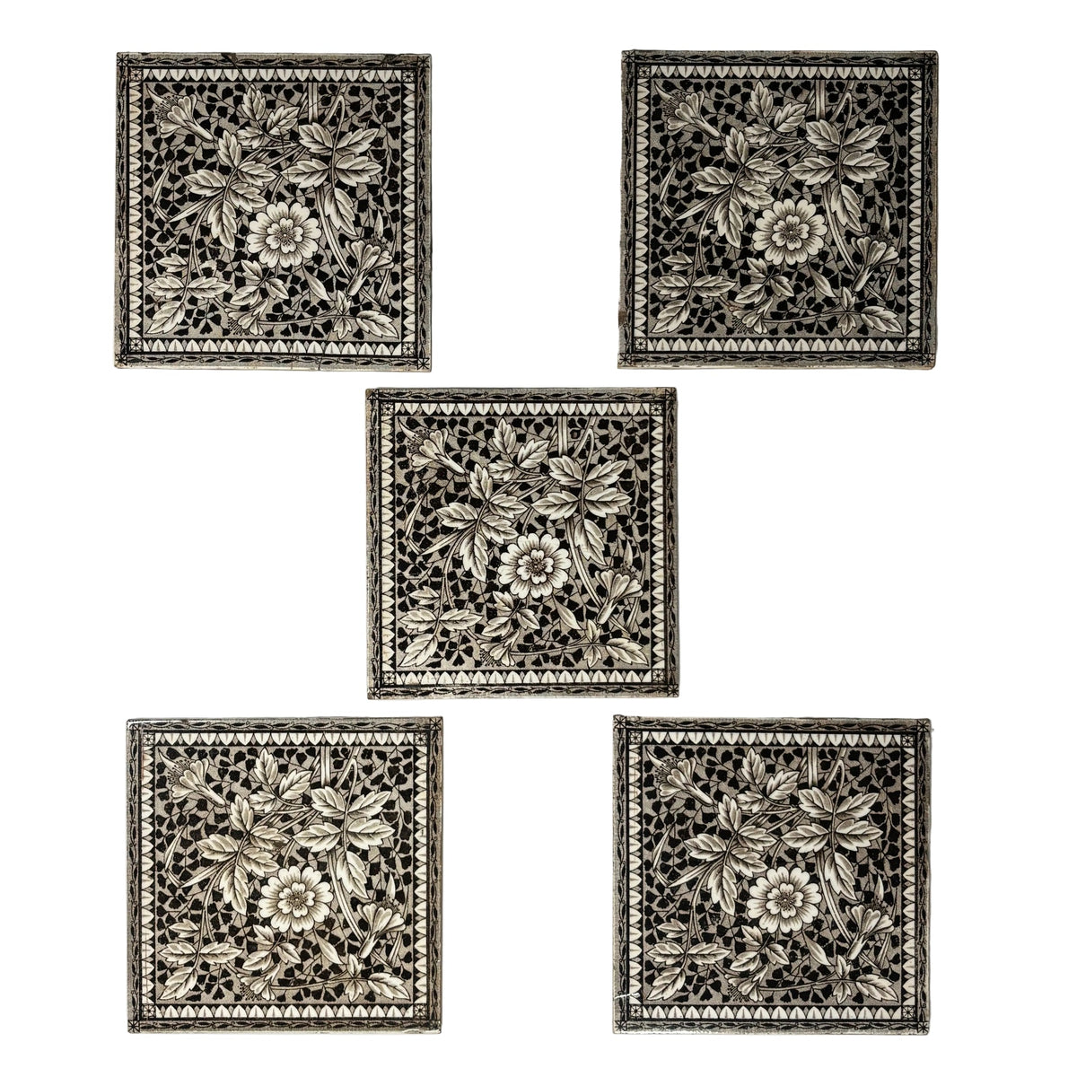 Antique Minton Ceramic Tiles Set of 5 | The Architectural Forum