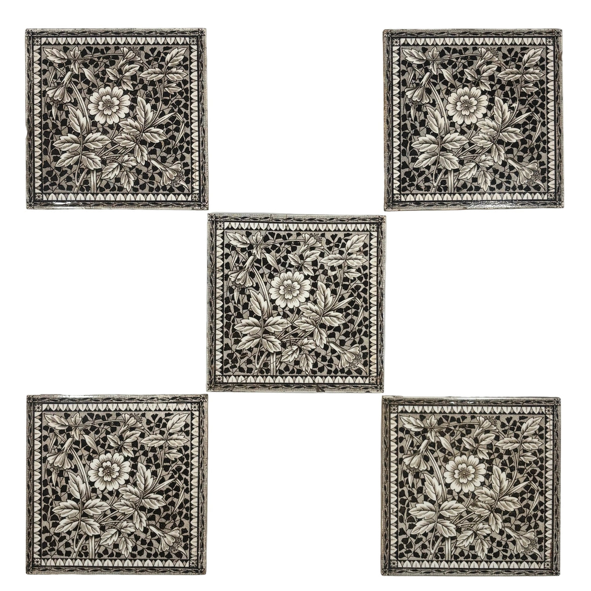 Antique Minton Ceramic Tiles Set of 5 | The Architectural Forum