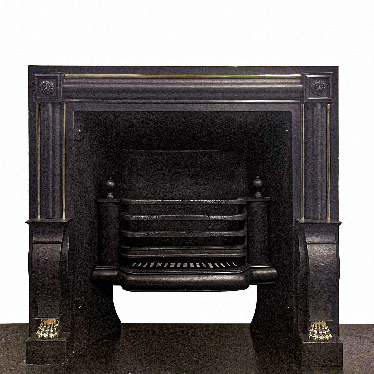 Antique Cast Iron Lion Head Fireplace Insert | The Architectural Forum