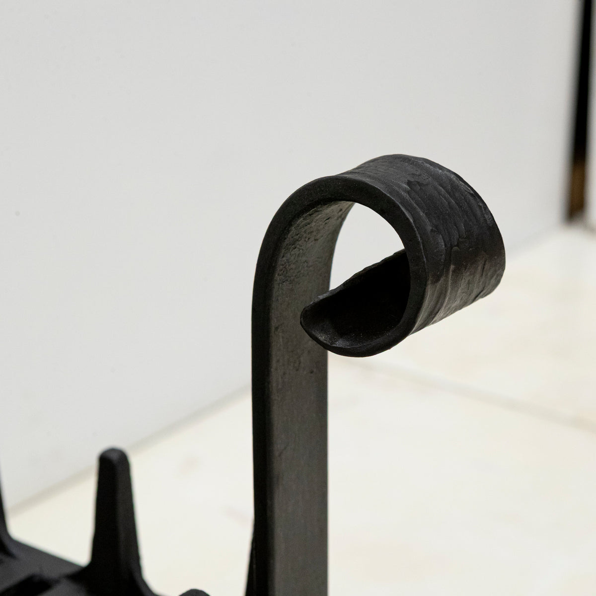 Antique Iron Swans Nest Fire Dogs &amp; Basket Set