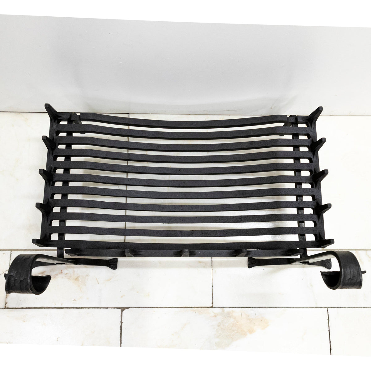 Antique Iron Swans Nest Fire Dogs &amp; Basket Set | The Architectural Forum