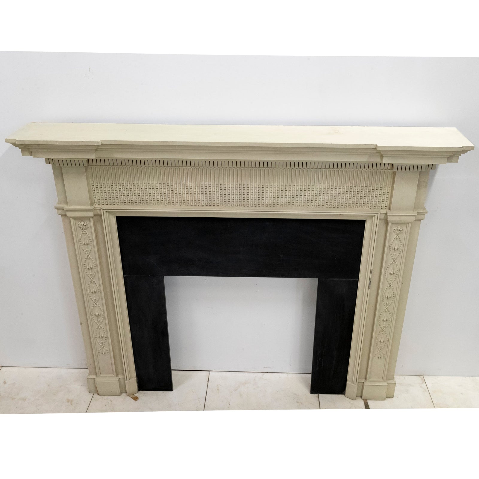 Large Reclaimed Regency Style Wooden Surround with Slate Slips