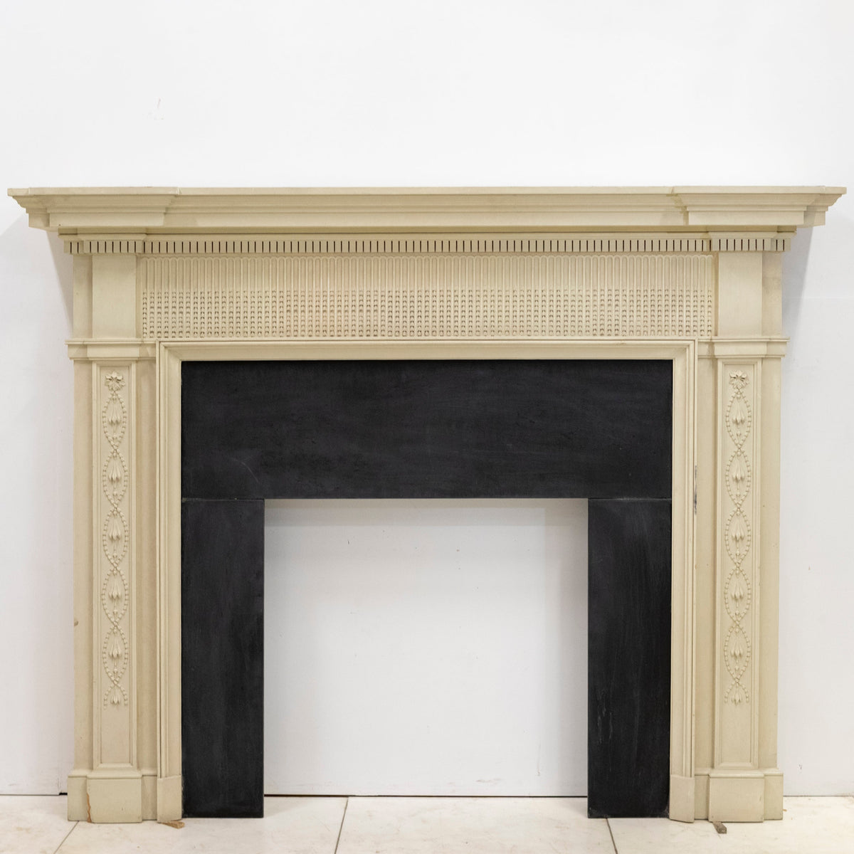 Large Reclaimed Regency Style Wooden Surround with Slate Slips