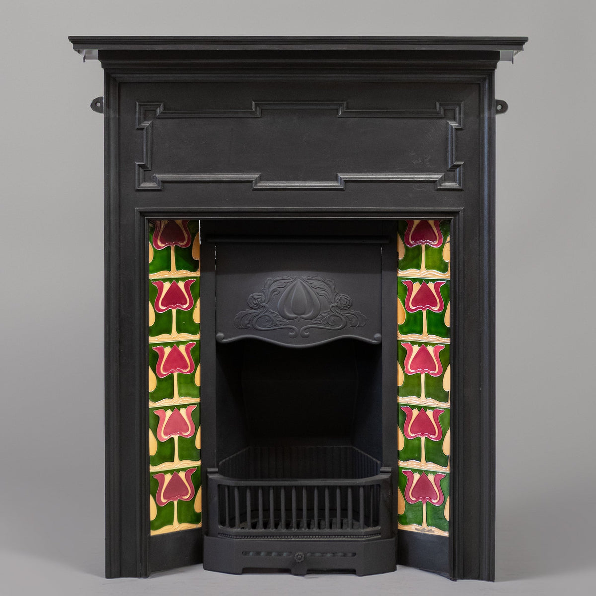 Antique Art Nouveau Combination Fireplace with Vibrant Tiles | The Architectural Forum