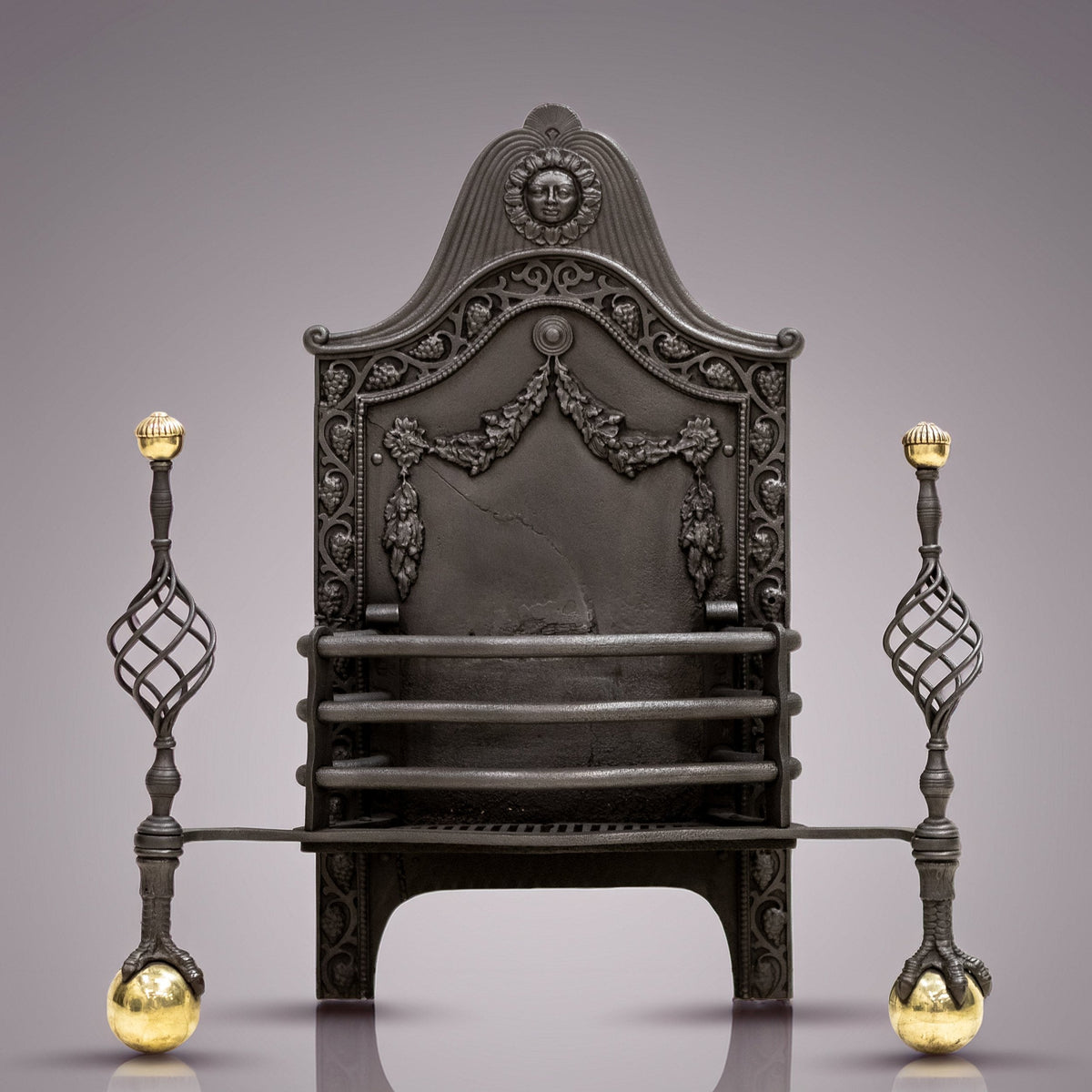 Large Antique Arts &amp; Crafts Fire Basket with Finials | The Architectural Forum