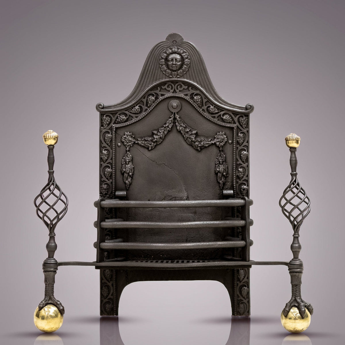 Large Antique Arts &amp; Crafts Fire Basket with Finials | The Architectural Forum