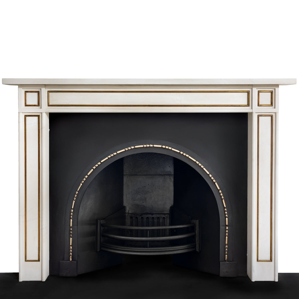 Reclaimed Statuary Marble Fireplace Surround with Brass Detail | The Architectural Forum