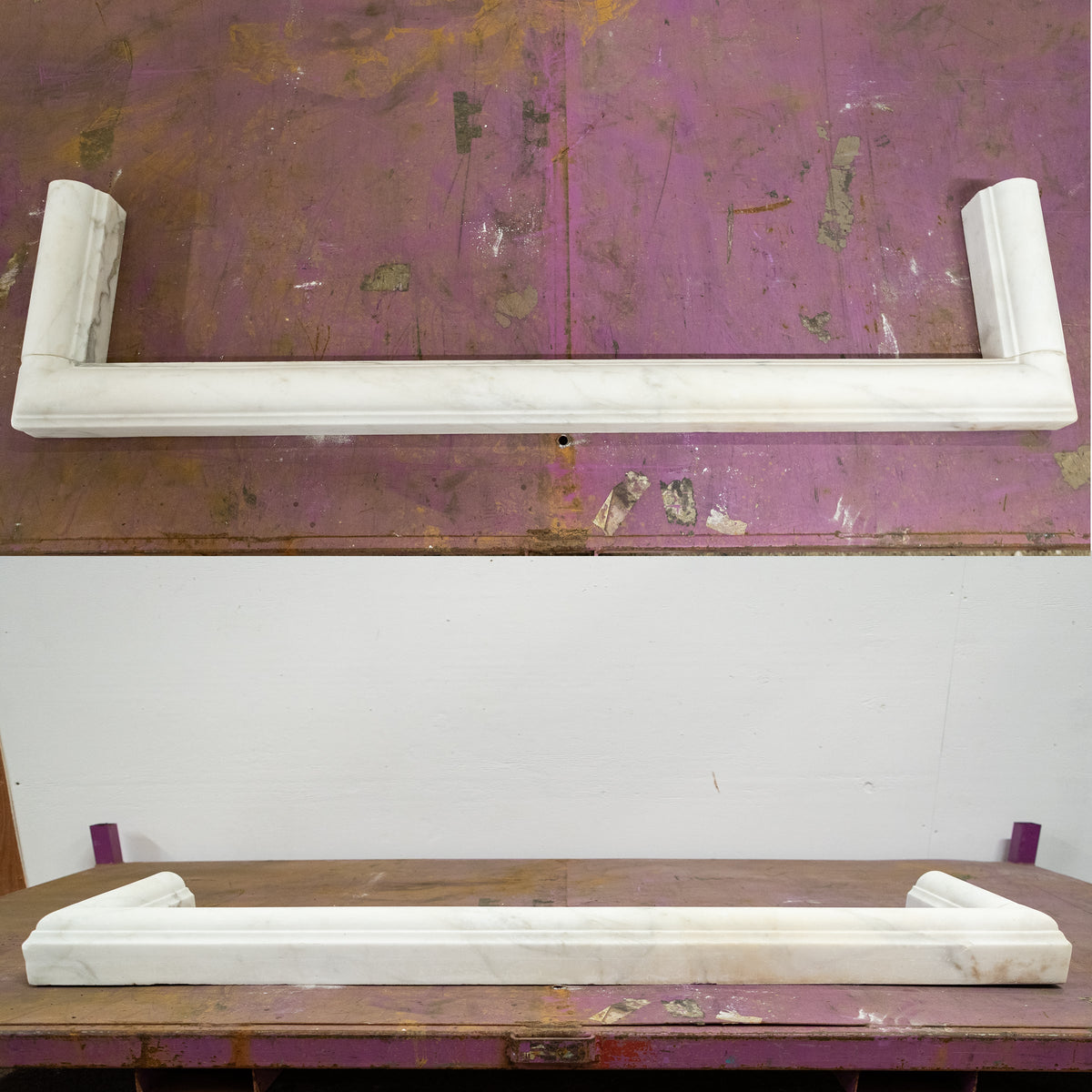 Antique Carrara Marble Fender |  Fireplace Curb Fender | The Architectural Forum