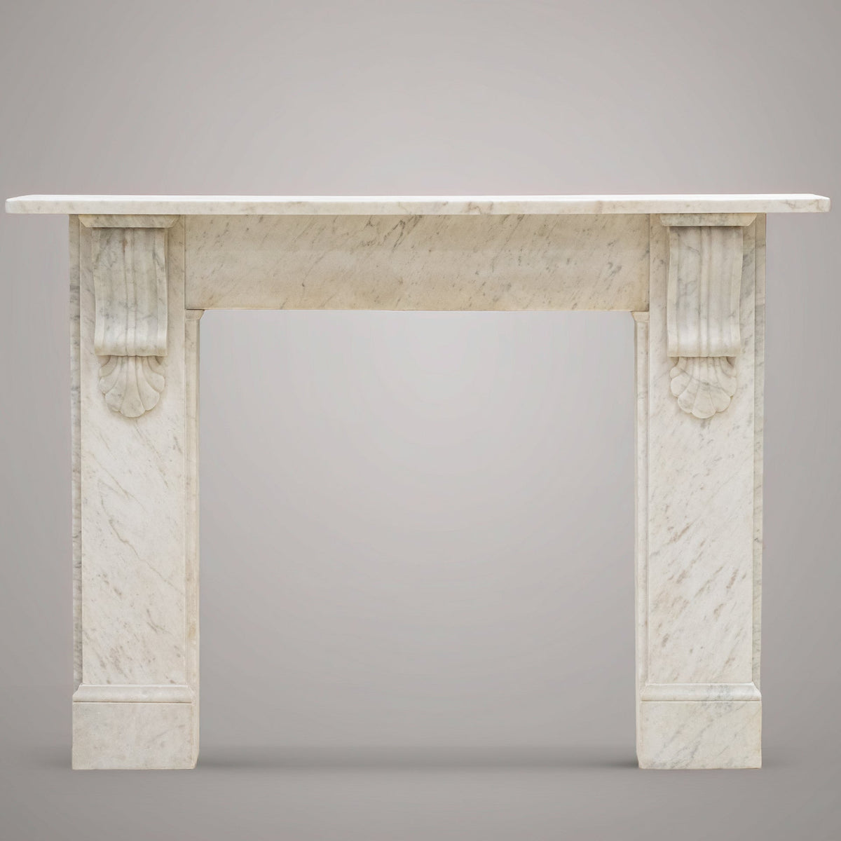 Antique Victorian Carrara Marble Fireplace Surround with Corbels