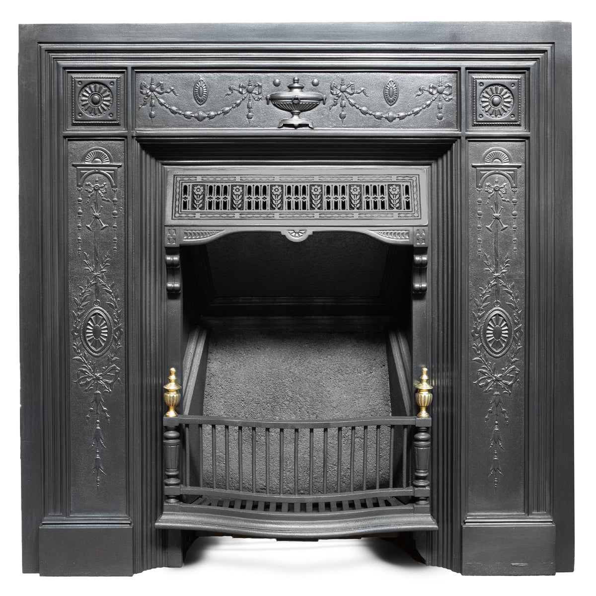 Antique Cast Iron Register Grate with Brass Finials | The Architectural Forum