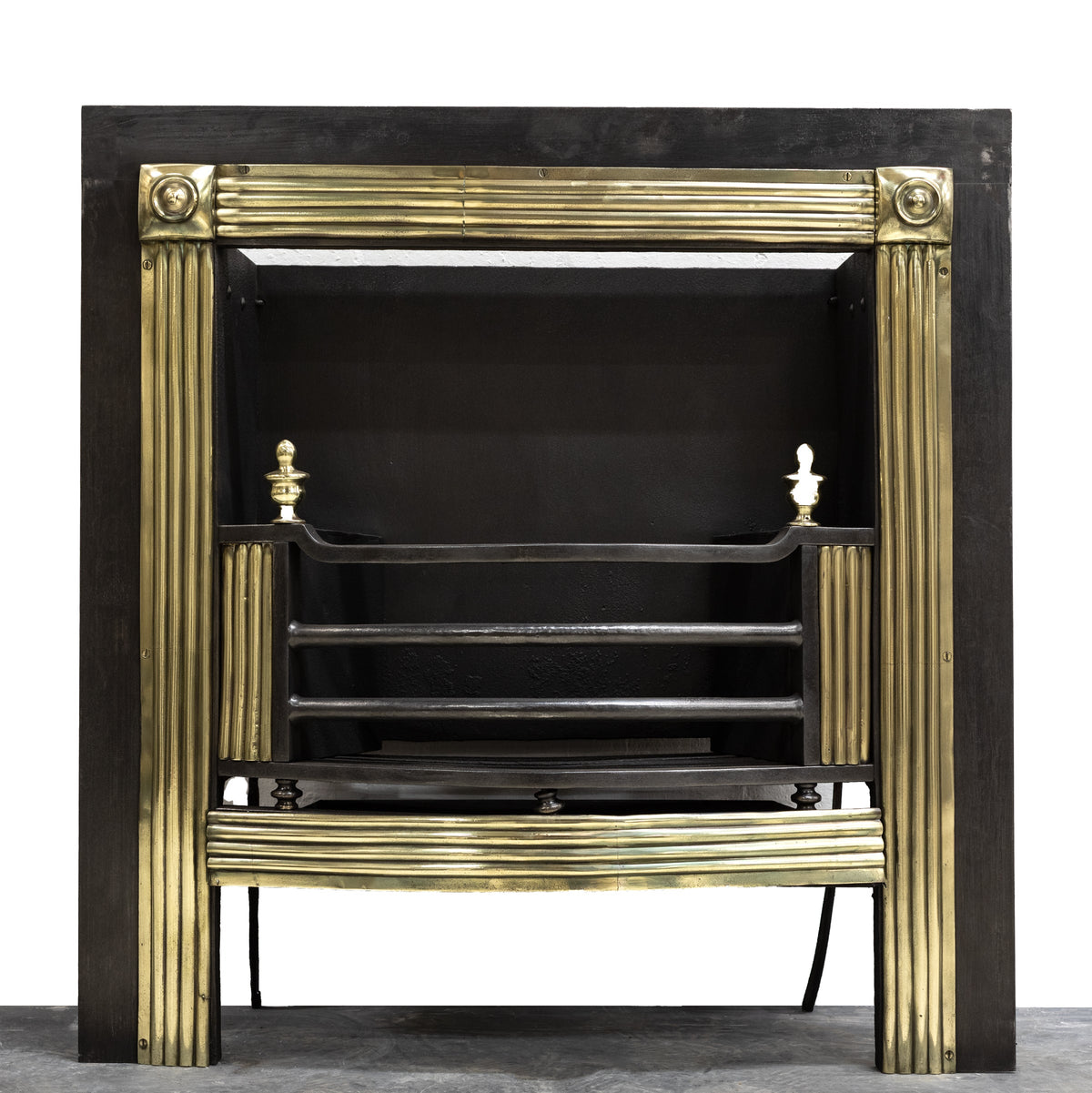 Splendid Antique Regency Hob Grate with Reeded Brass Frame | The Architectural Forum