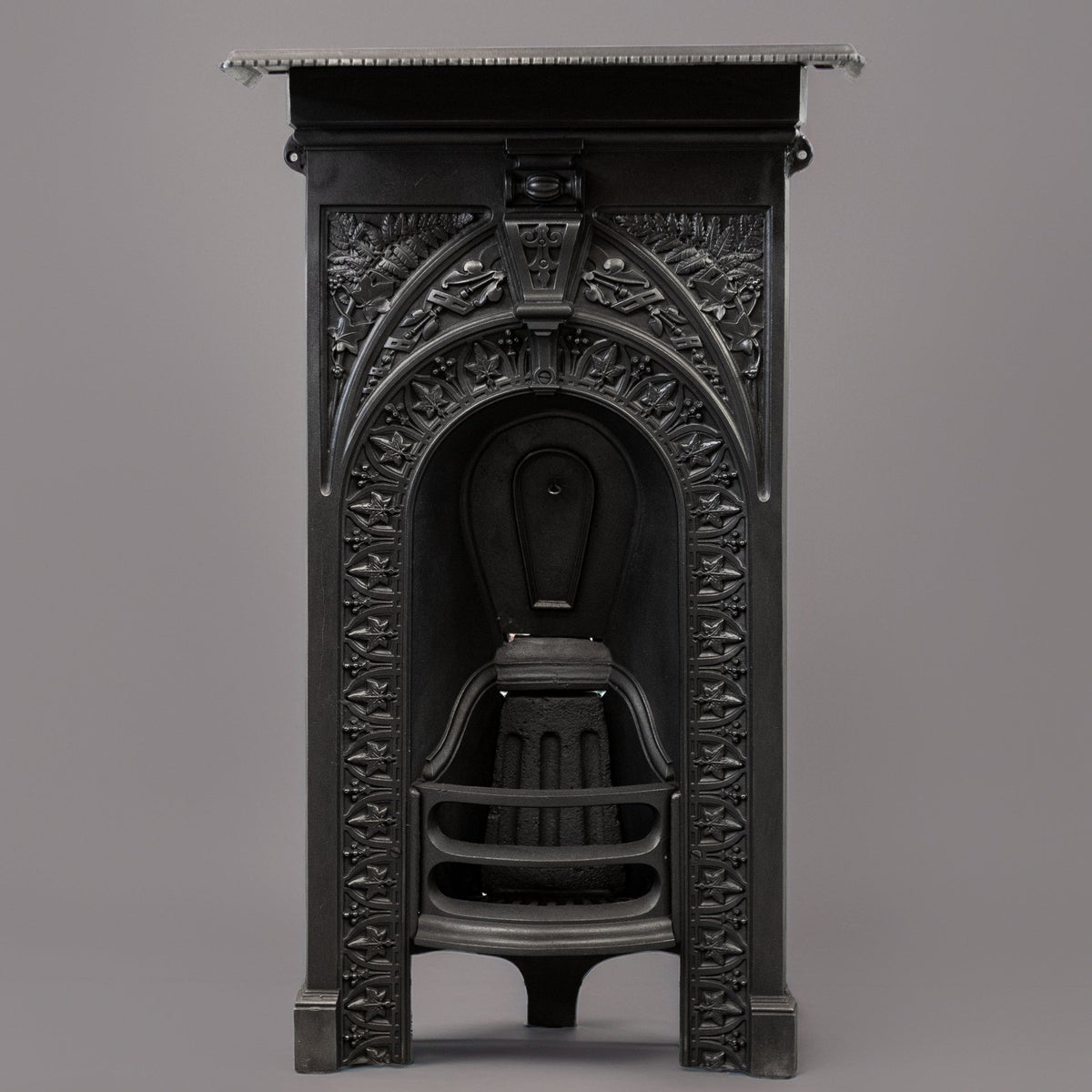 Antique Ornate Cast Iron Combination Fireplace