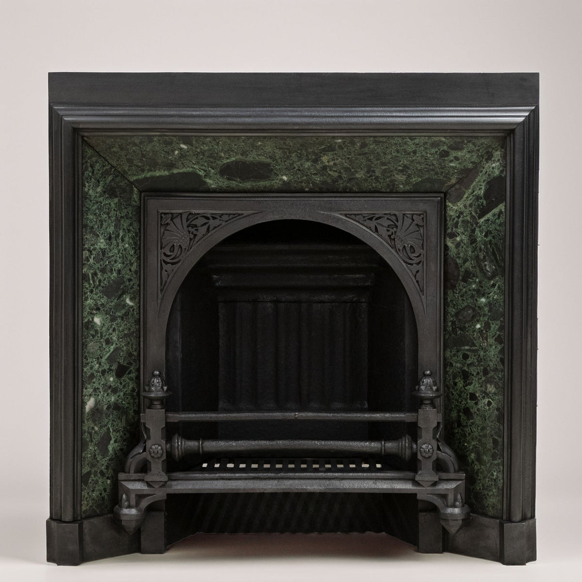 Antique Victorian Cast Iron Insert with Verde Antico Marble | The Architectural Forum