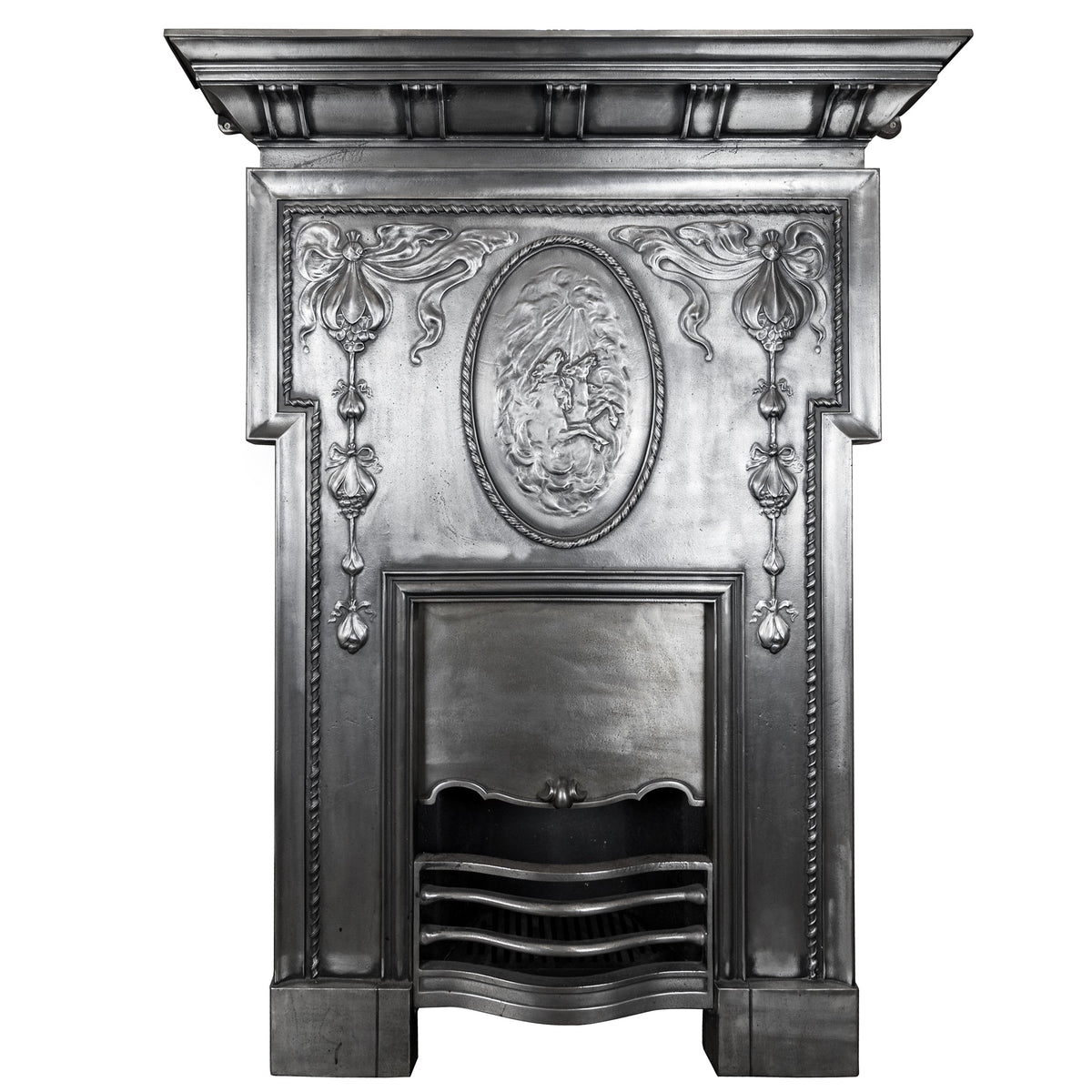 Antique Edwardian Polished Cast Iron Combination Fireplace | The Architectural Forum