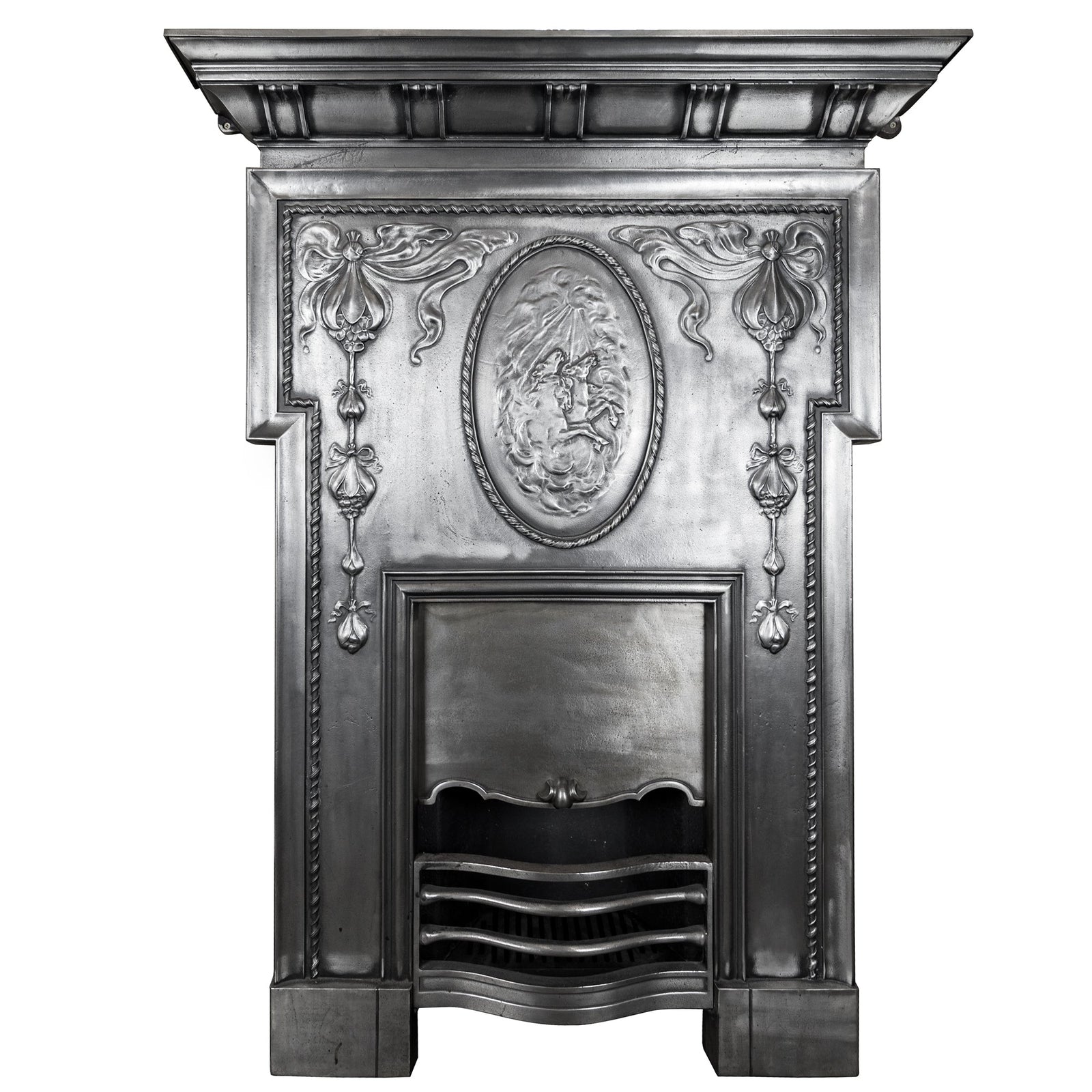 Antique Edwardian Polished Cast Iron Combination Fireplace | The Architectural Forum