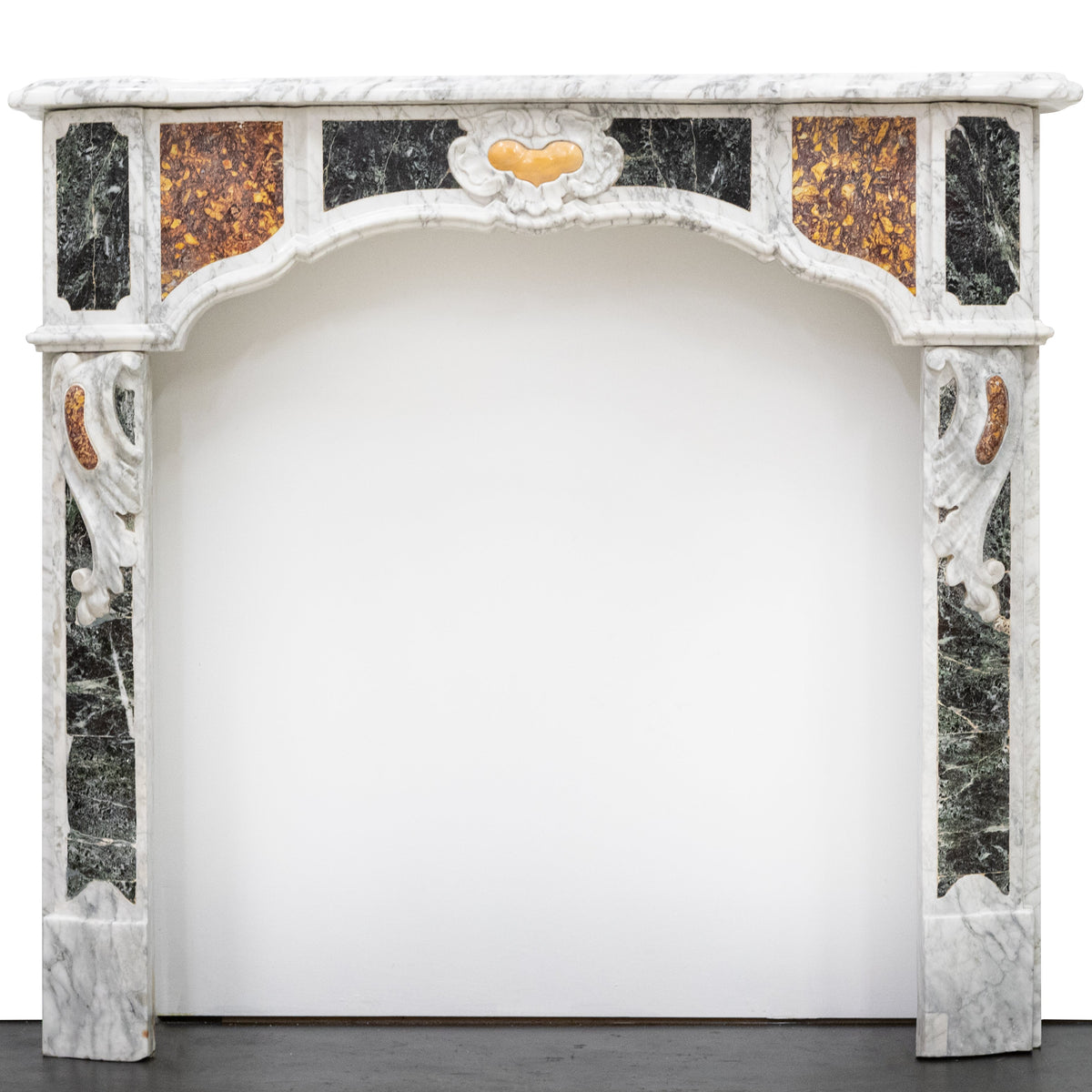 18th Century French Provençal Carrara Brocatelle &amp; Verde Marble Chimneypiece | The Architectural Forum