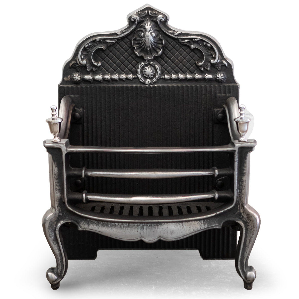 Reclaimed Grand Cast Iron Fire Basket with Finials | The Architectural Forum