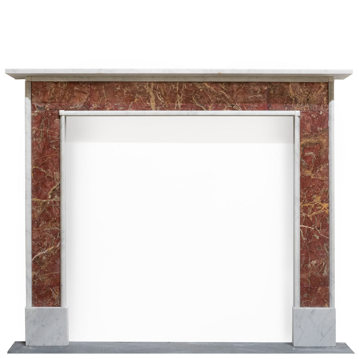 Regency Style Carrara &amp; Rouge Marble Fireplace Surround | The Architectural Forum