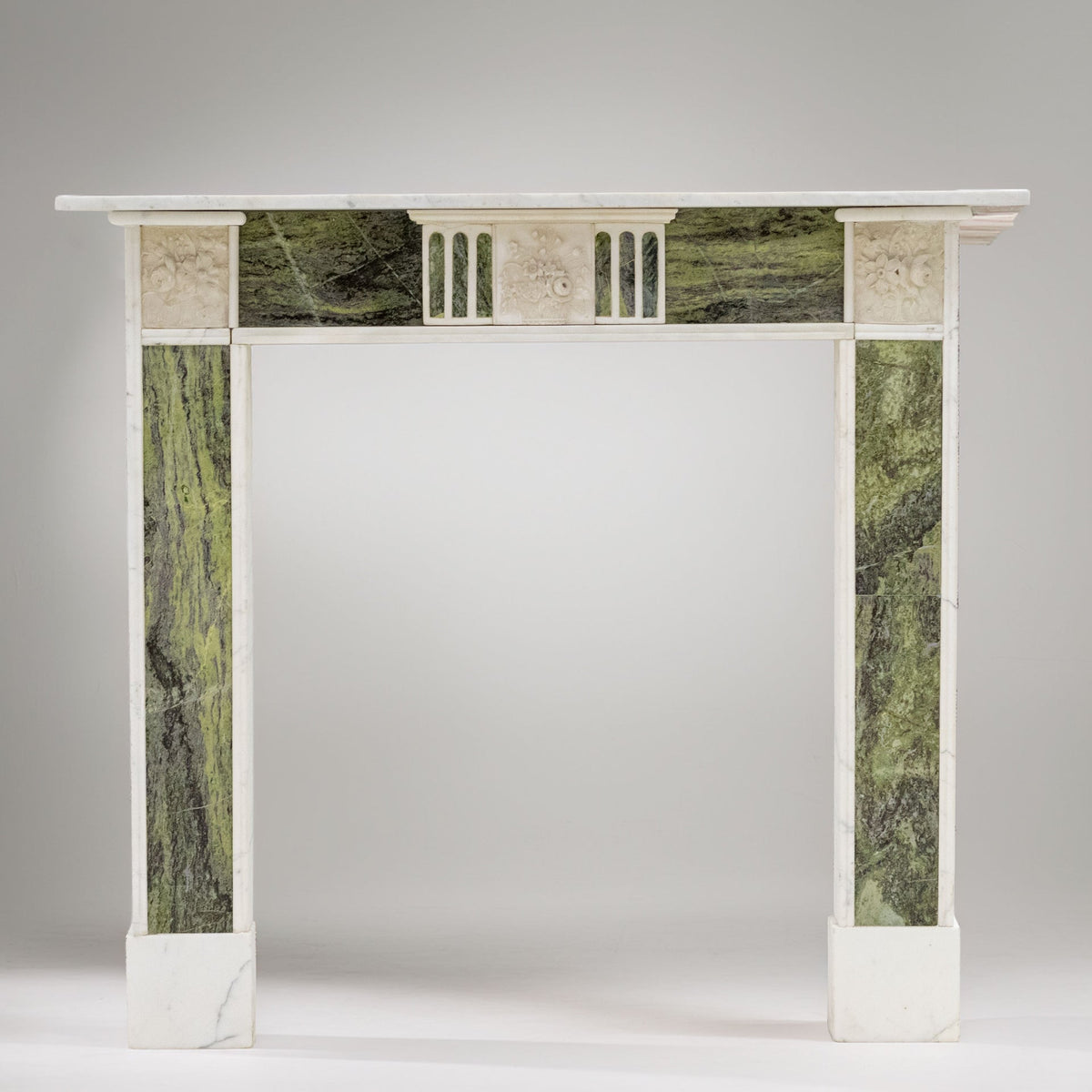 Antique Regency Statuary &amp; Verde Marble Fireplace Surround | The Architectural Forum