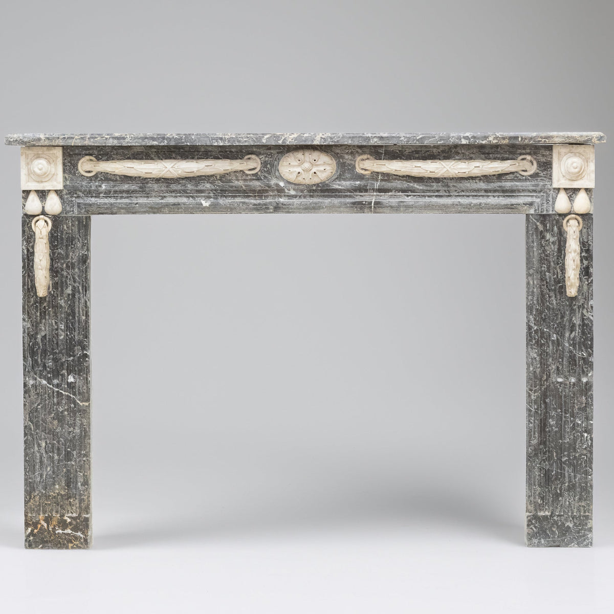 A Fine Late 19th Century Neoclassical Grey Marble Fireplace