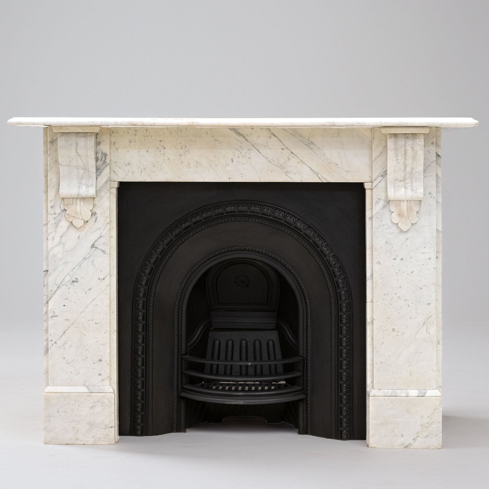Antique Carrara Marble Fireplace Surround with Corbels