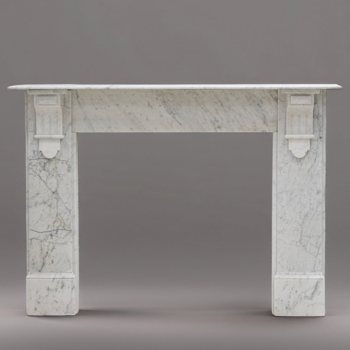 Antique Victorian Carrara Marble Fireplace Surround with Corbels